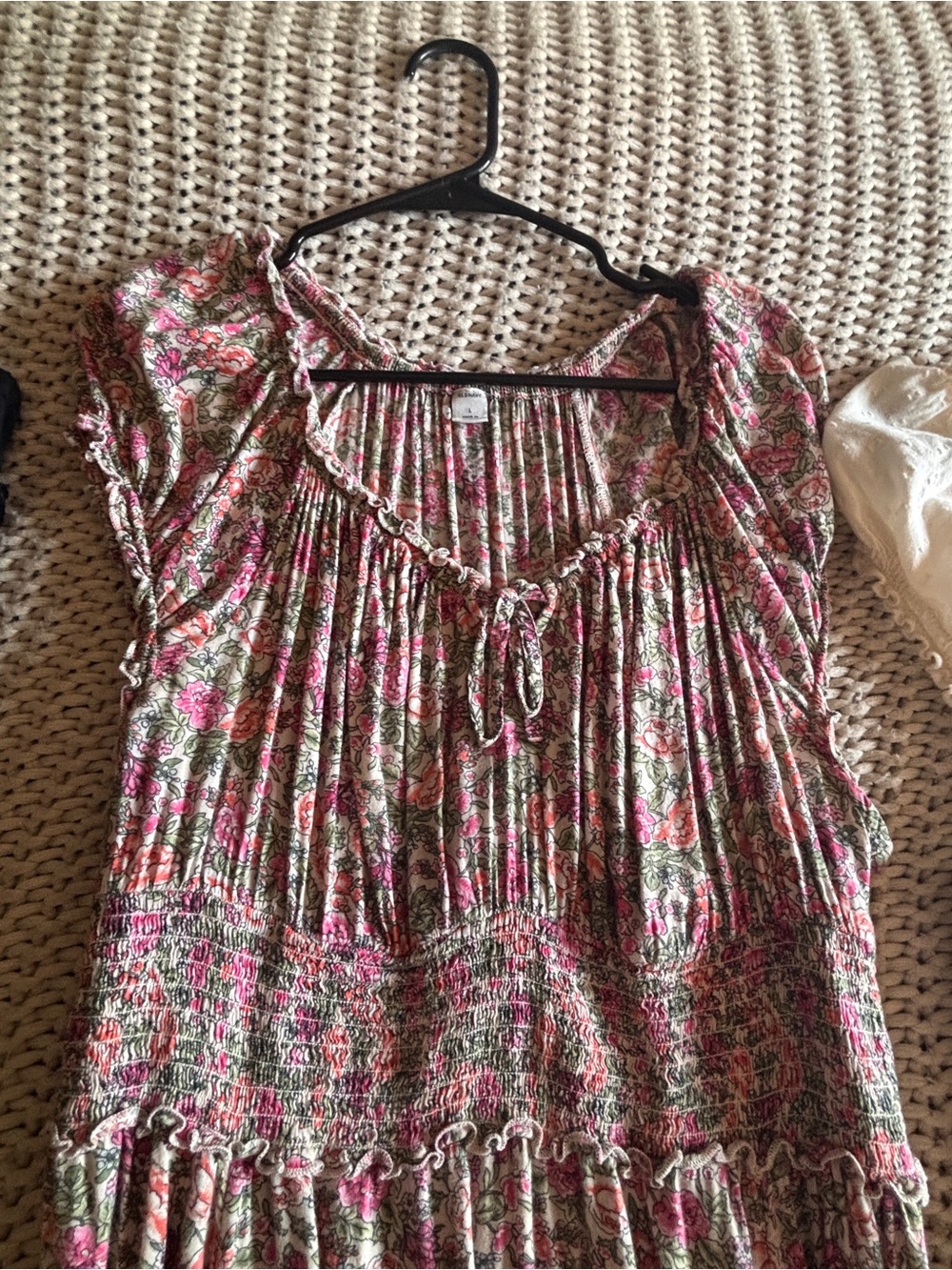 Three Maxi Dresses Bundle - Black, Floral, Ivory . Old navy smocked cottage core - Picture 4 of 5
